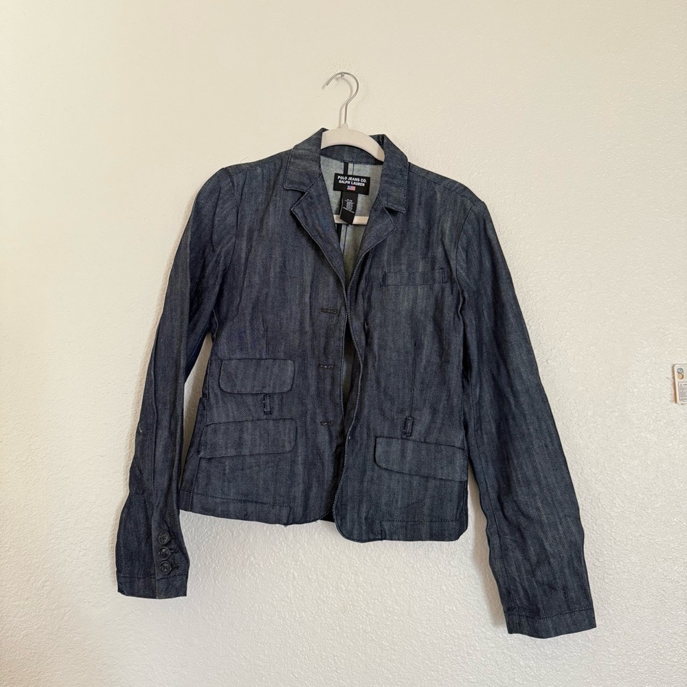 Vintage Women’s Large RALPH LAUREN POLO JEANS CO. blue jean JACKET Coat